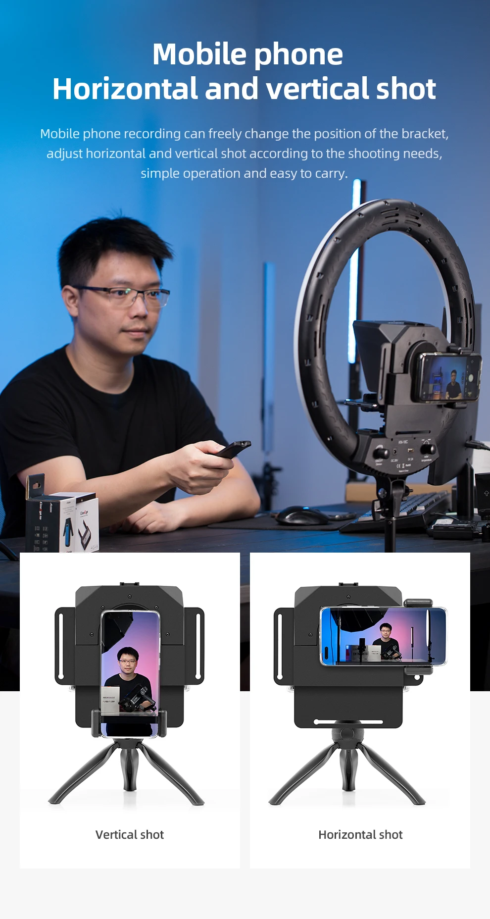 Ambitful Phone and DSLR Recording Mini Teleprompter Portable Inscriber Mobile Teleprompter Artifact Video With Remote Control