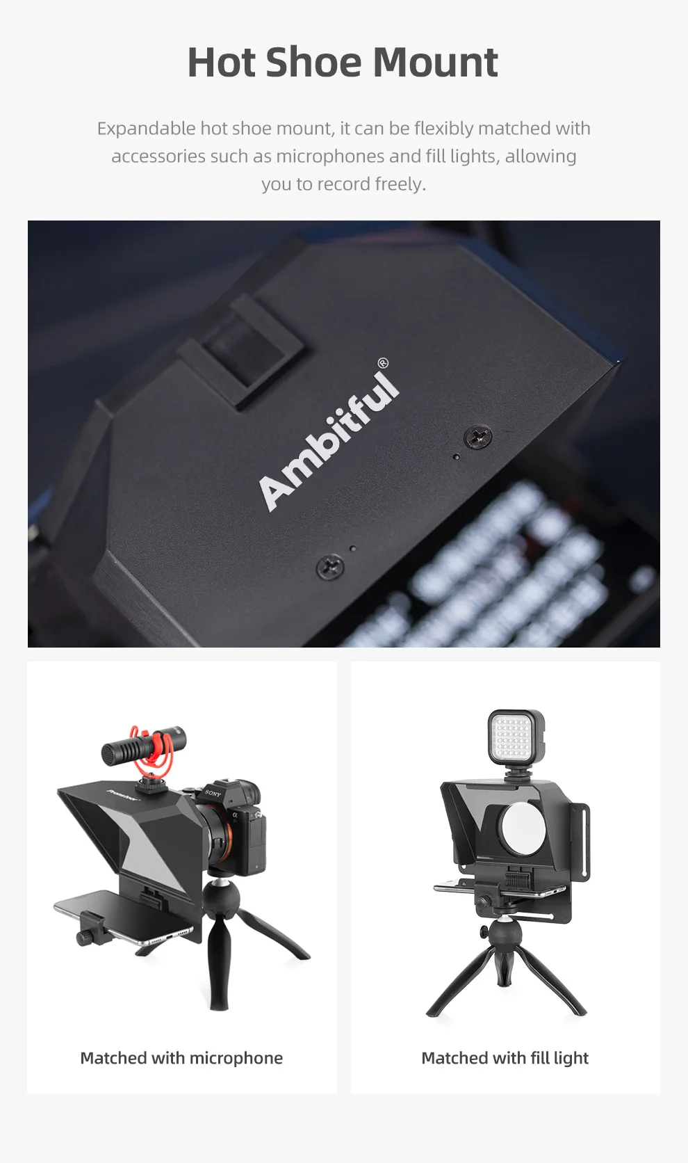 Ambitful Phone and DSLR Recording Mini Teleprompter Portable Inscriber Mobile Teleprompter Artifact Video With Remote Control
