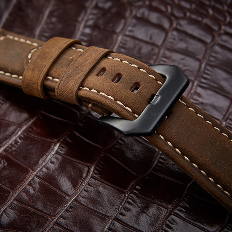 20mm 22mm 24mm 26mm Green brown Genuine Leather Bracelet man Watch Band for Panerai PAM111 441 cowhide Watchband Wrist Strap