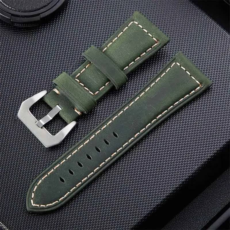 20mm 22mm 24mm 26mm Green brown Genuine Leather Bracelet man Watch Band for Panerai PAM111 441 cowhide Watchband Wrist Strap
