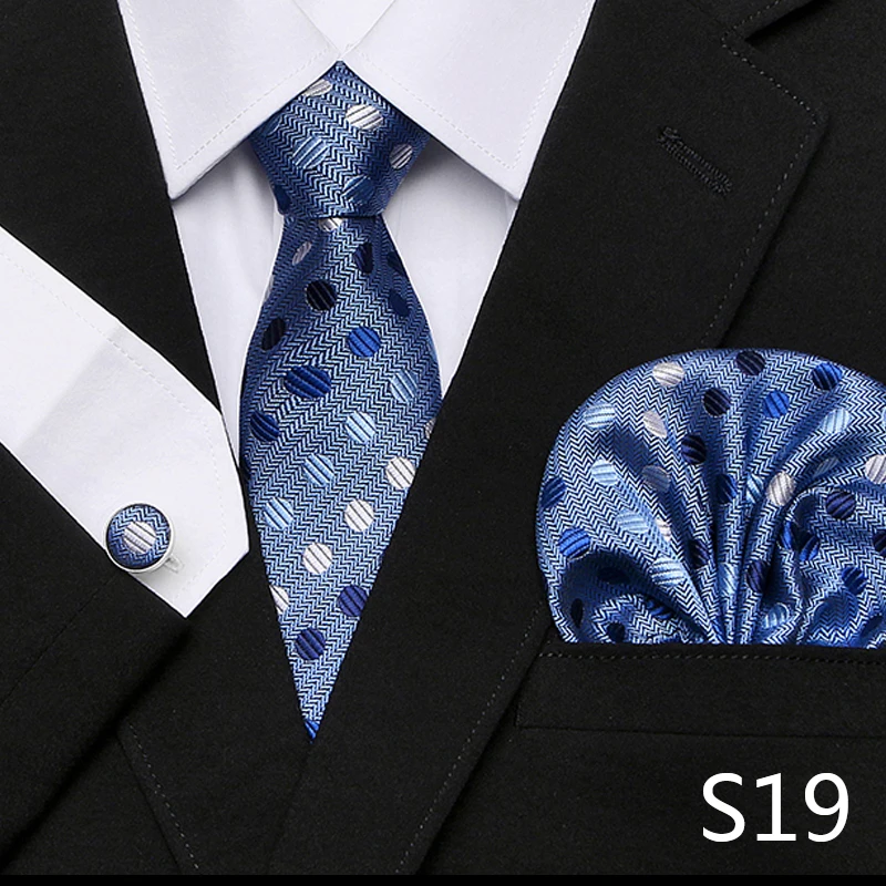Men`s Tie Red Plaid print Jacquard Woven Tie Hanky Cufflinks Sets For Formal Wedding Business Party Free Postage
