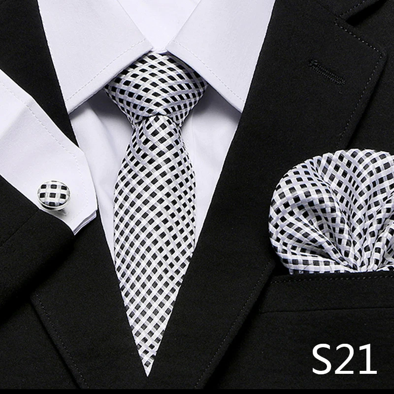 Men`s Tie Red Plaid print Jacquard Woven Tie Hanky Cufflinks Sets For Formal Wedding Business Party Free Postage