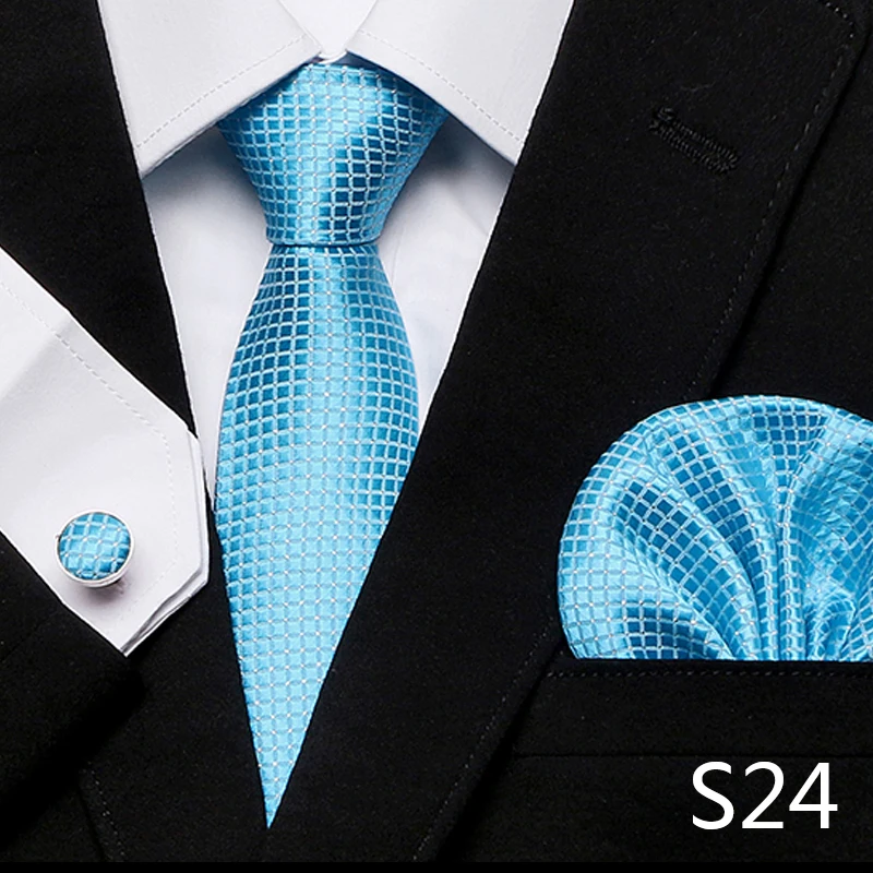 Men`s Tie Red Plaid print Jacquard Woven Tie Hanky Cufflinks Sets For Formal Wedding Business Party Free Postage