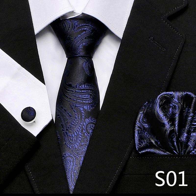 Men`s Tie Red Plaid print Jacquard Woven Tie Hanky Cufflinks Sets For Formal Wedding Business Party Free Postage