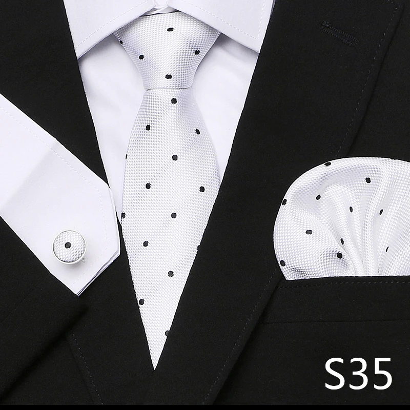Men`s Tie Red Plaid print Jacquard Woven Tie Hanky Cufflinks Sets For Formal Wedding Business Party Free Postage