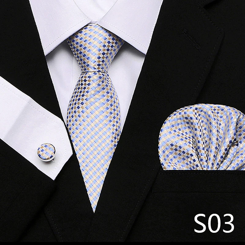 Men`s Tie Red Plaid print Jacquard Woven Tie Hanky Cufflinks Sets For Formal Wedding Business Party Free Postage