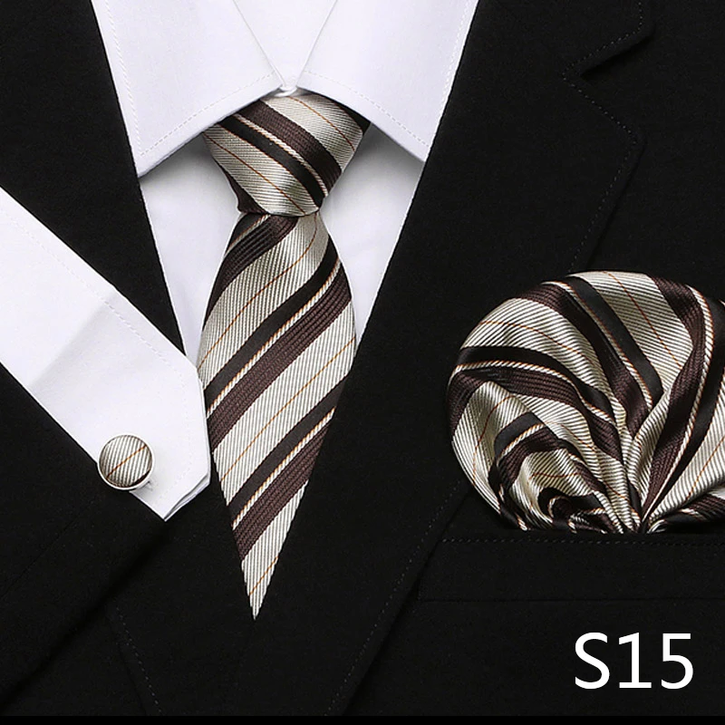 Men`s Tie Red Plaid print Jacquard Woven Tie Hanky Cufflinks Sets For Formal Wedding Business Party Free Postage