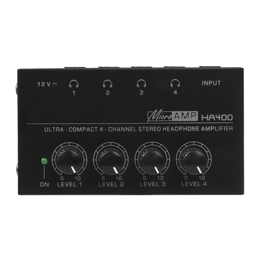 Top Deals 4 Channels Mini O Stereo Headphone Amplifier HA400 Ultra-Compact Audio Amplifier With Power Adapter EU US Plug Adapter