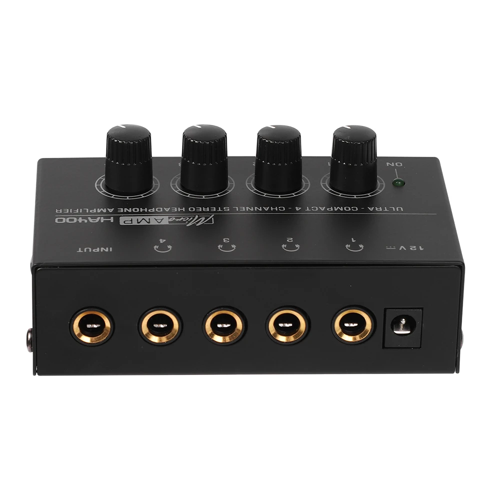 Top Deals 4 Channels Mini O Stereo Headphone Amplifier HA400 Ultra-Compact Audio Amplifier With Power Adapter EU US Plug Adapter