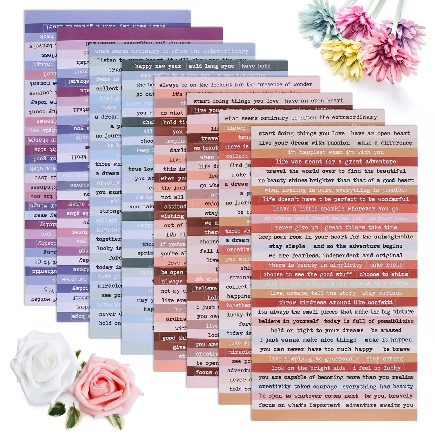 8 Sheets Colorful Small Talk Stickers Inspirational Quote Stickers for Journaling Scrapbook ,Sentiment Sticker for DIY Craft