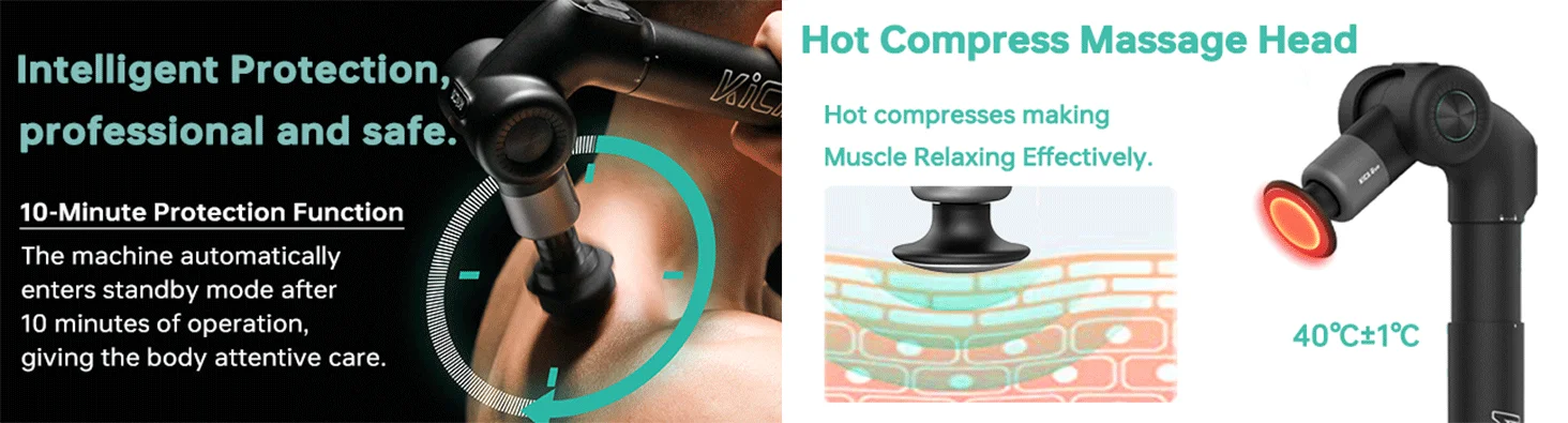 KiCA Evo Fascia Gun Portable Muscle Massage Gun 15kg Impact 3200rpm with 6 Massage Heads 9cm Extension Rod Aluminum Alloy