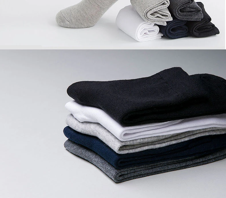 10Pairs/Lot Business Men's Cotton Socks New Style Black Casual Socks Soft Breathable Summer Winter Long Socks Plus Size (7-14)