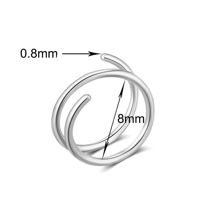 1PC Stainless Steel Double Layers Nose Ring for Single Piercing Women Men Twist Nose Hoop Spiral Nose Ring Earrings Jewelry 20g