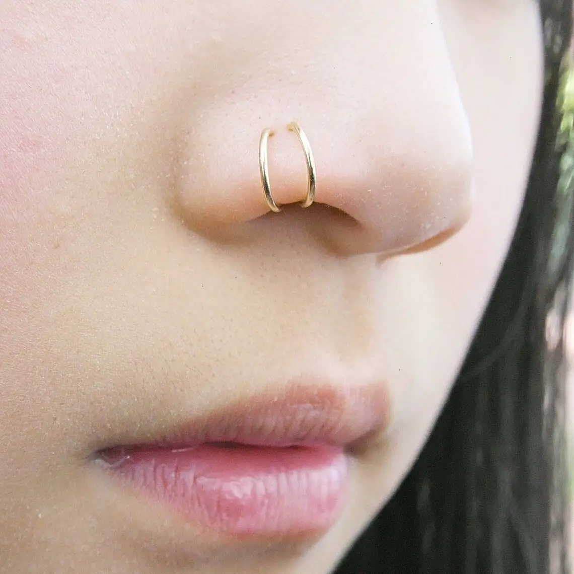 1PC Stainless Steel Double Layers Nose Ring for Single Piercing Women Men Twist Nose Hoop Spiral Nose Ring Earrings Jewelry 20g