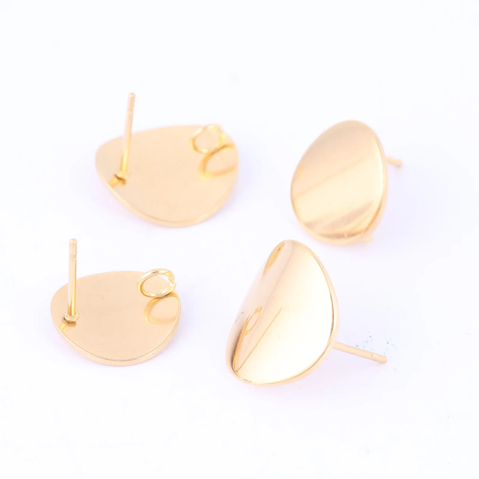 10pcs Stainless Steel Round Curve Pad Earring Posts Studs Diy Earrings Connector Findings For Jewelry Making Supplies