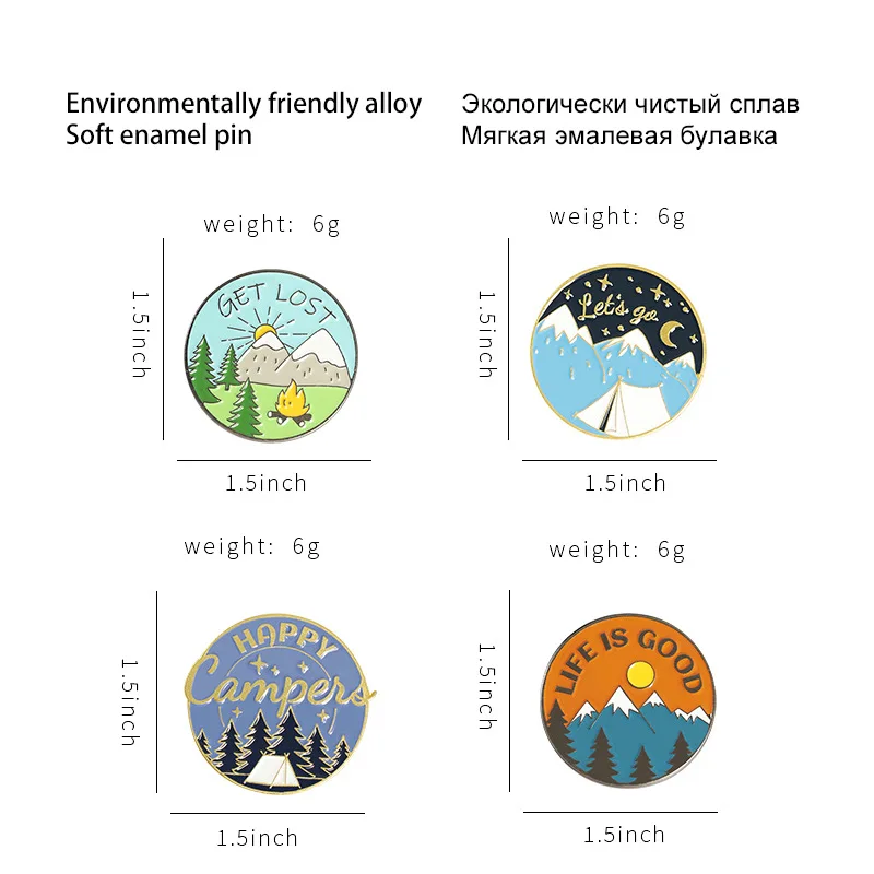 Travel Brooch Field Crossing Hiking Scenery Snow Scene Mountain Peak Alloy Clothing Accessories Backpack Brooch Badge Lapel Pins