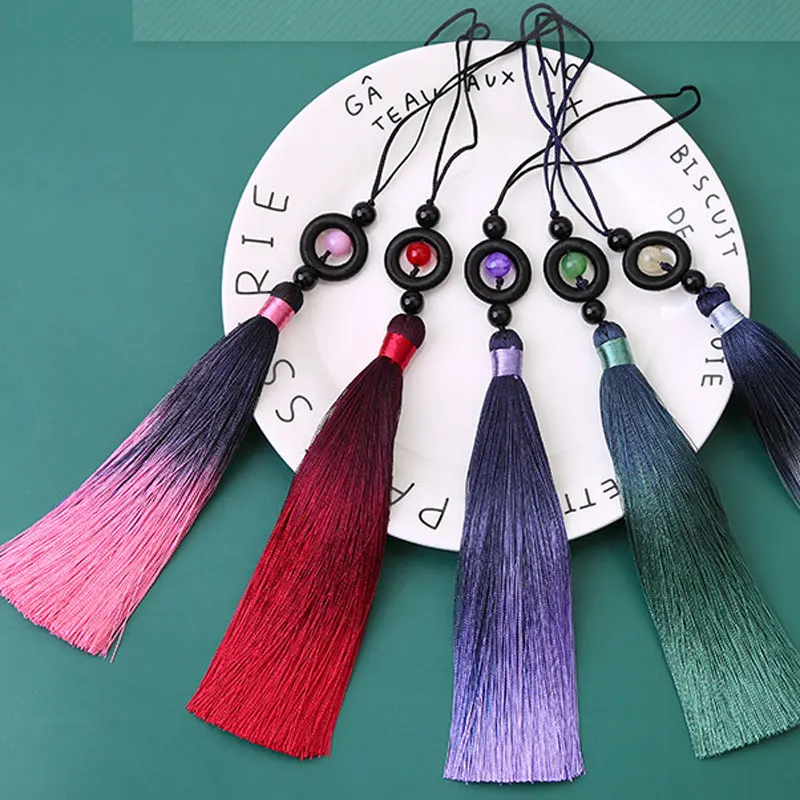 1/2Pcs Tassels Transfer Bead Gradient Tassel Silky Handmade Soft Tassels with Loops for DIY Crafts Jewelry Making Home Decor