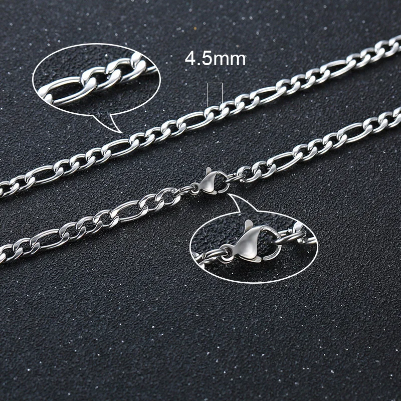 Vnox 3-8mm Figaro Chain for Men Women, Stainless Steel Cuban Link Chain,Gold Color Solid Metal Choker,Simple Basic Unisex Collar
