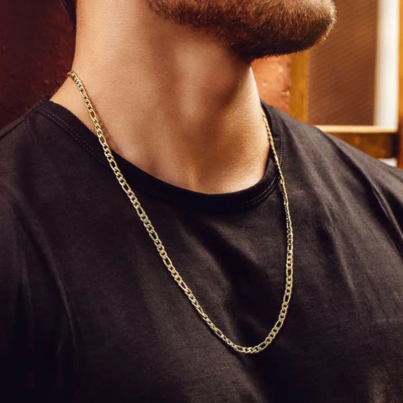 Vnox 3-8mm Figaro Chain for Men Women, Stainless Steel Cuban Link Chain,Gold Color Solid Metal Choker,Simple Basic Unisex Collar