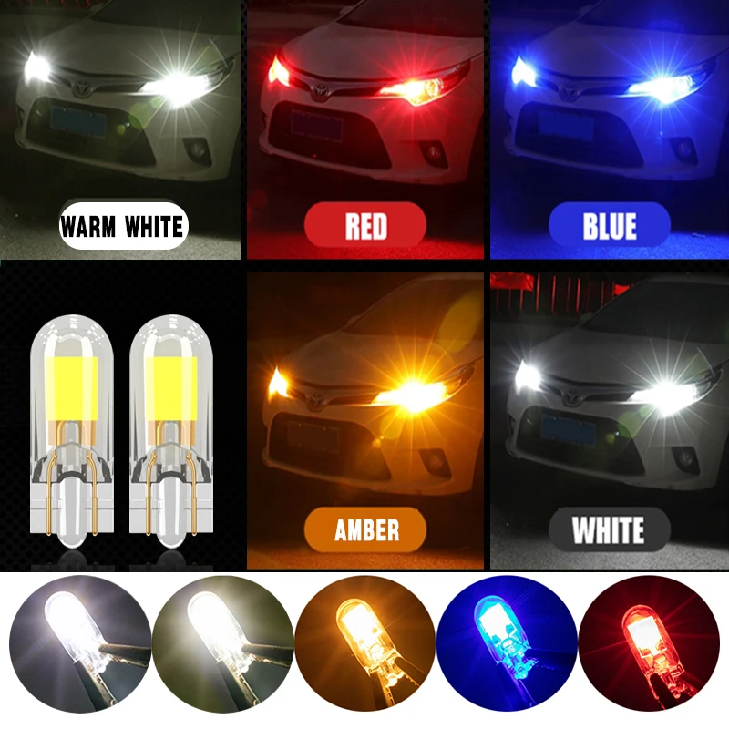 2Pcs Newest T10 LED BULB W5W Sapphire COB Drive-Free led wedge bulb Dome Reading Lamp Bulb Super Bright 12V Car Bulb 6000K