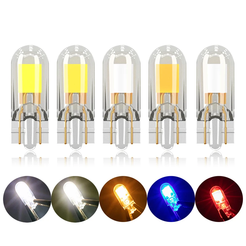2Pcs Newest T10 LED BULB W5W Sapphire COB Drive-Free led wedge bulb Dome Reading Lamp Bulb Super Bright 12V Car Bulb 6000K