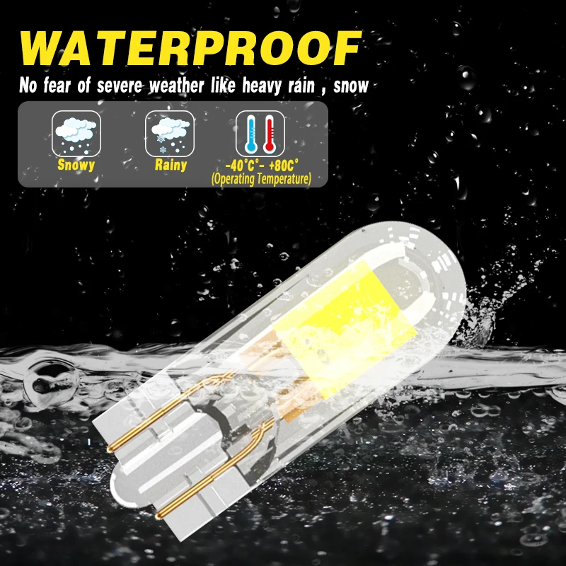 2Pcs Newest T10 LED BULB W5W Sapphire COB Drive-Free led wedge bulb Dome Reading Lamp Bulb Super Bright 12V Car Bulb 6000K