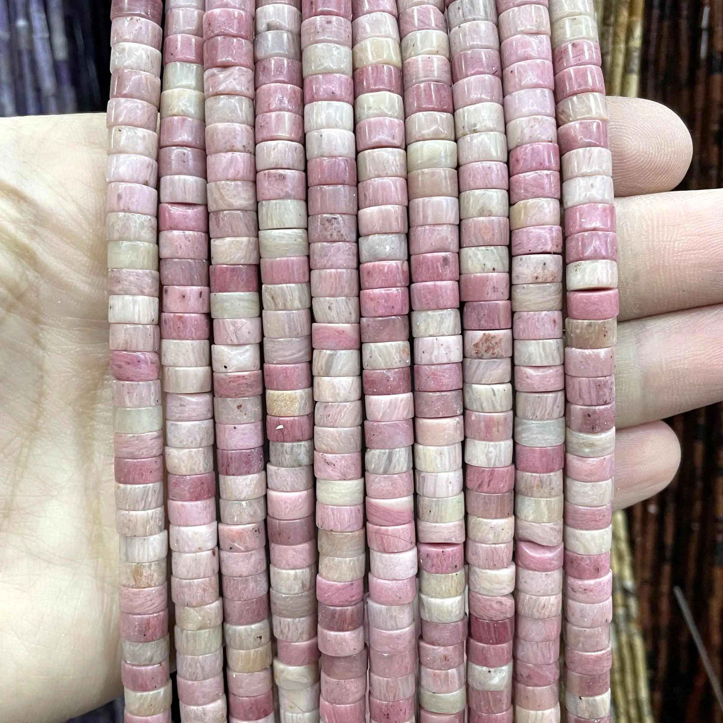 3x6mm Natural Stone Agates Jades Amazonite Turquoises Flat Round Loose Spacer Beads For Jewelry Making DIY Bracelet Necklace