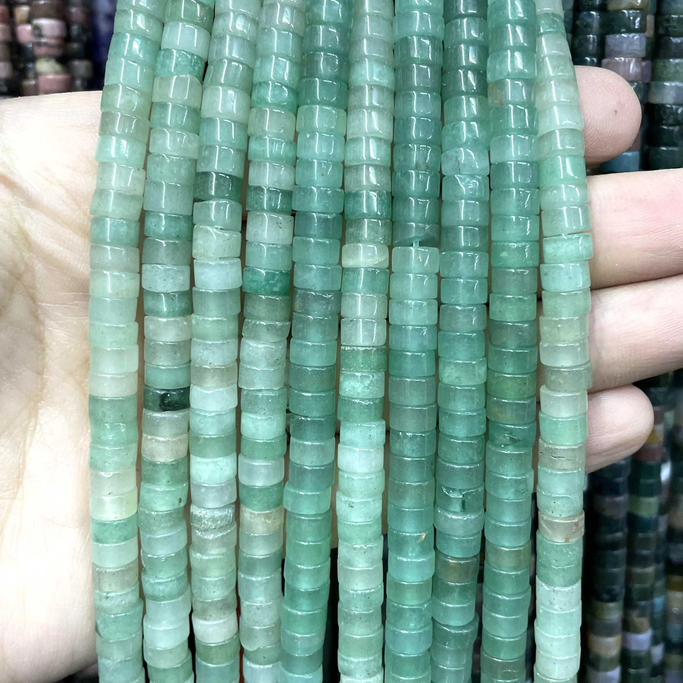 3x6mm Natural Stone Agates Jades Amazonite Turquoises Flat Round Loose Spacer Beads For Jewelry Making DIY Bracelet Necklace