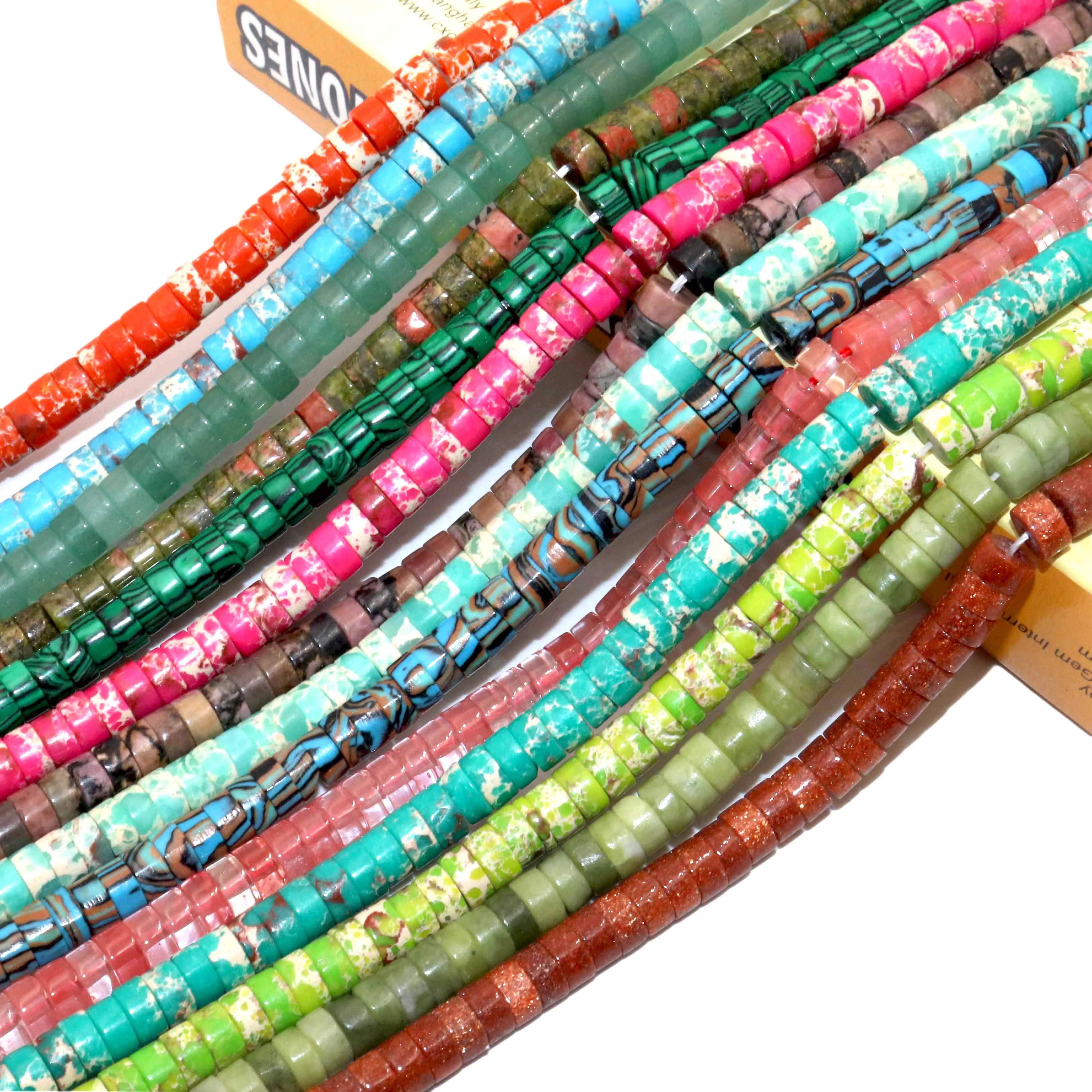 3x6mm Natural Stone Agates Jades Amazonite Turquoises Flat Round Loose Spacer Beads For Jewelry Making DIY Bracelet Necklace
