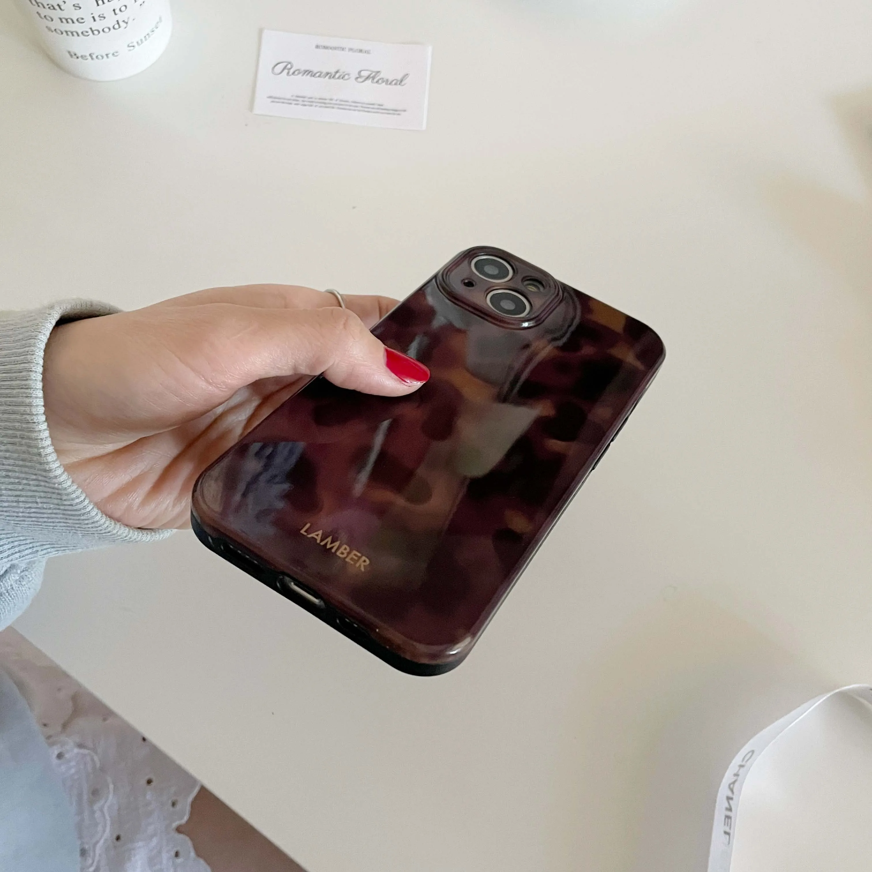 Amber retro brown silicone soft imd shockproof phone case for iphone 17 18 14 12 11 13 pro max 15 promax protector back cover