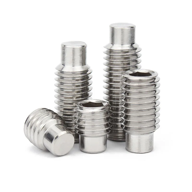 DIN915 M2.5 M3 M4 M5 M6 M8 M10 M12M16 304 Stainless Steel Allen Hexagon Socket Convex End Grub Headless Bolt Dog Point Set Screw