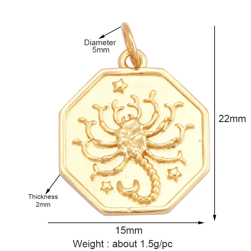 Trendy Butterfly Dragonfly Bird Scorpion Animal Charm Pendant,Cute 18K Gold Necklace Bracelet for Handmade Jewelry Supplies M77