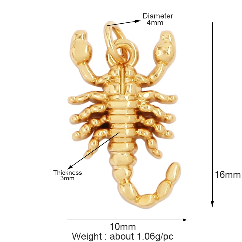 Trendy Butterfly Dragonfly Bird Scorpion Animal Charm Pendant,Cute 18K Gold Necklace Bracelet for Handmade Jewelry Supplies M77