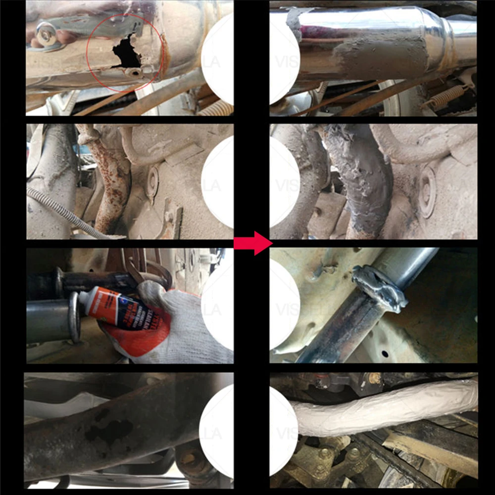 Muffler Cement Car Exhaust Sealant Pipe Filler Silicone Repair Paste for Motorcycle Leaks Plugging High Temperature Repair Glue