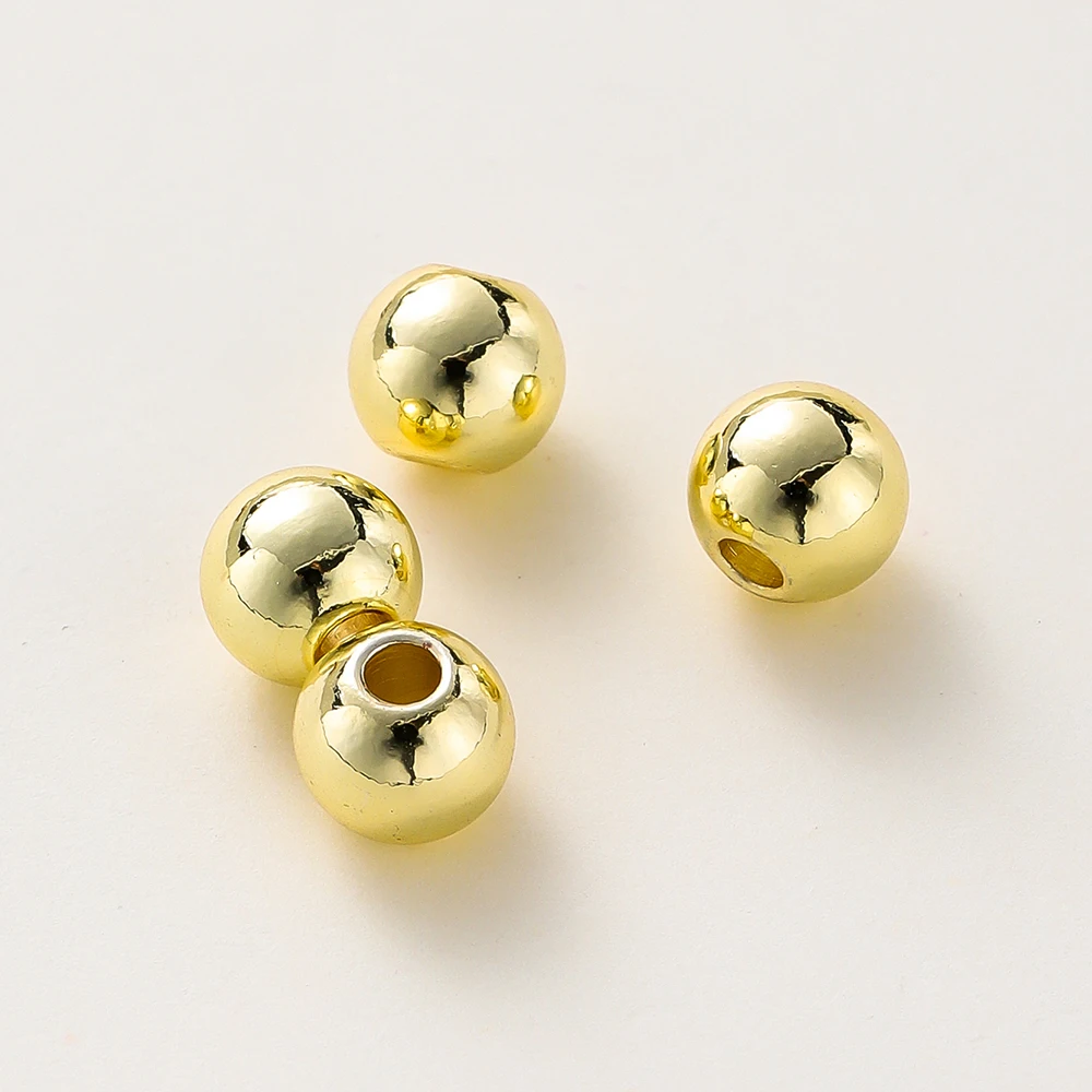 20-100Pcs 2/2.5/3/4/6/8mm 14K/18K Gold Plated Brass Round Ball Beads Spacer Beads for DIY Jewelry Making Findings Accessories