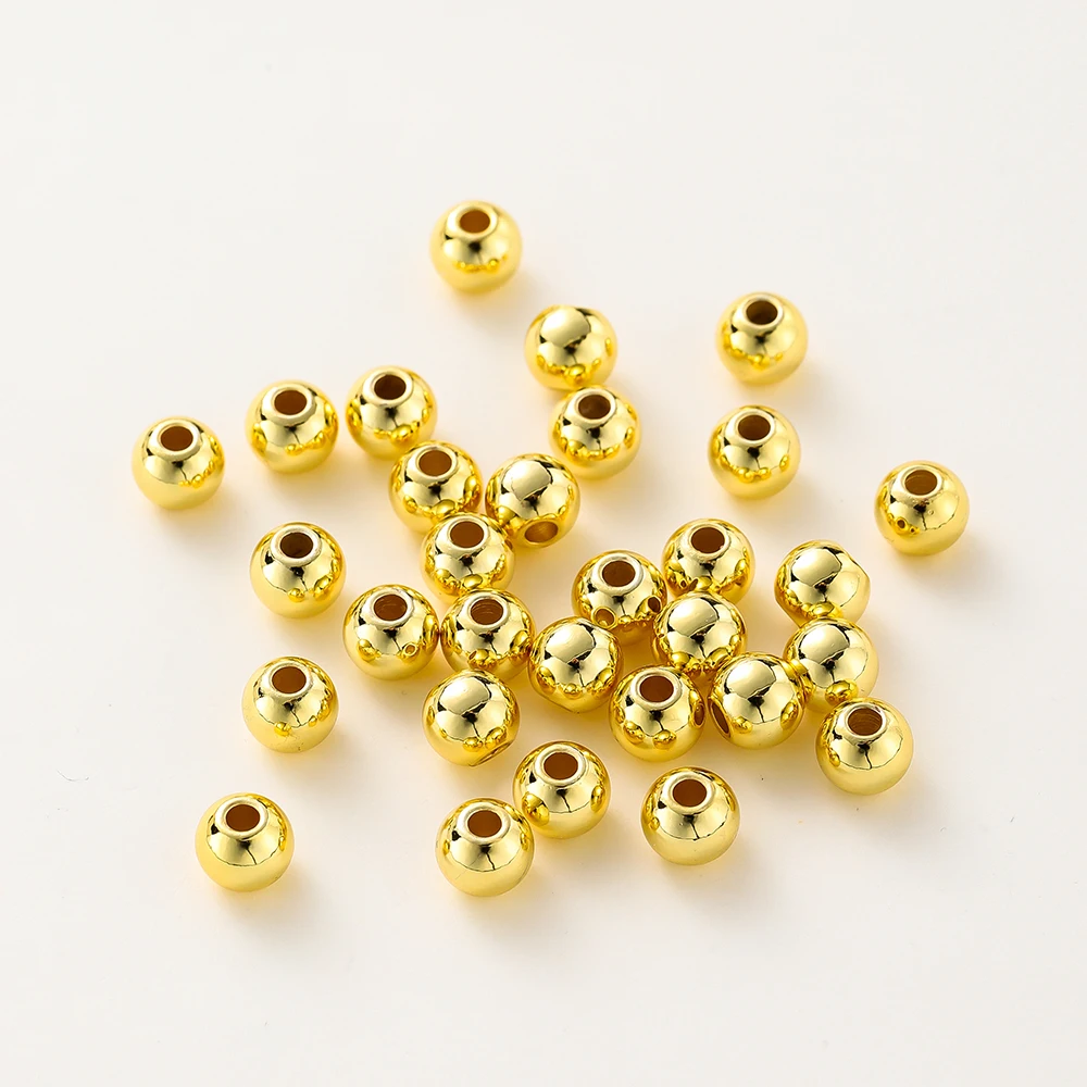 20-100Pcs 2/2.5/3/4/6/8mm 14K/18K Gold Plated Brass Round Ball Beads Spacer Beads for DIY Jewelry Making Findings Accessories