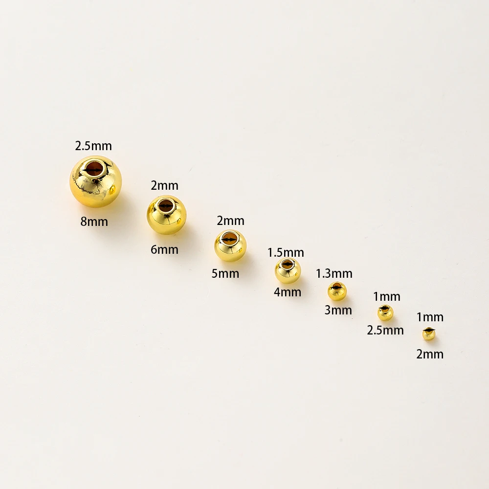 20-100Pcs 2/2.5/3/4/6/8mm 14K/18K Gold Plated Brass Round Ball Beads Spacer Beads for DIY Jewelry Making Findings Accessories