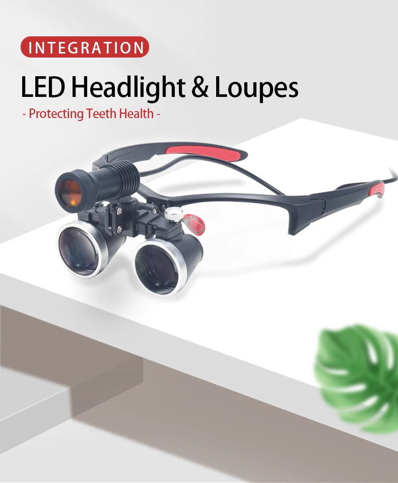 Dental Loupes 2.5/3.5x Black Magnifier Lab Medical Magnification Binocular Magnifier Headlight Headlamp 5W Seperately