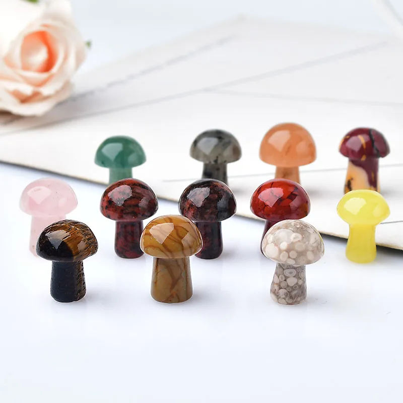 10Pcs Natural Crystal Mini Mushroom Gem Quartz Mushroom Mineral Healing Reiki Home Decoration DIY Crafts Gift Aquarium Stone