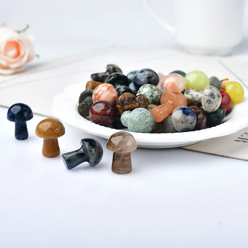 10Pcs Natural Crystal Mini Mushroom Gem Quartz Mushroom Mineral Healing Reiki Home Decoration DIY Crafts Gift Aquarium Stone
