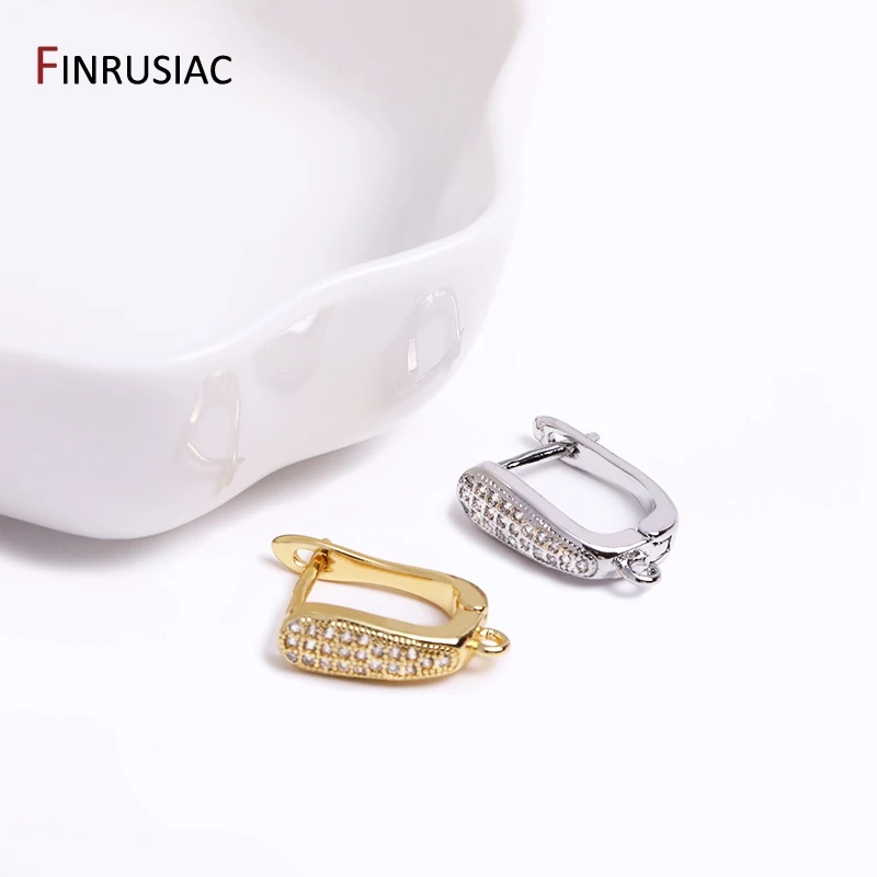 Earring Making Supplies Gold Plated Zircon Earwire Earring Hooks DIY Women Earring Jewelry Making Accessories Wholesale