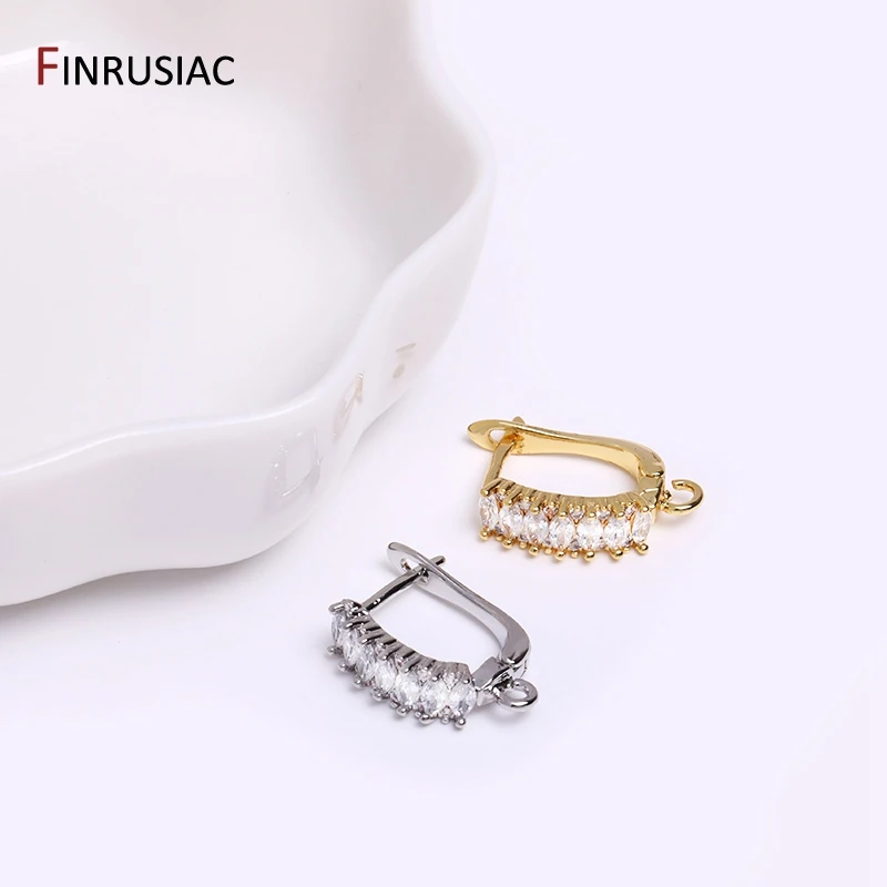 Earring Making Supplies Gold Plated Zircon Earwire Earring Hooks DIY Women Earring Jewelry Making Accessories Wholesale