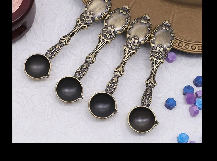Bronze Spoon Vintage Craft Supplies Fire Paint Heating Decorative Tool Furnace Seal Wax Particle DIY Manual Scrapbooking SB009