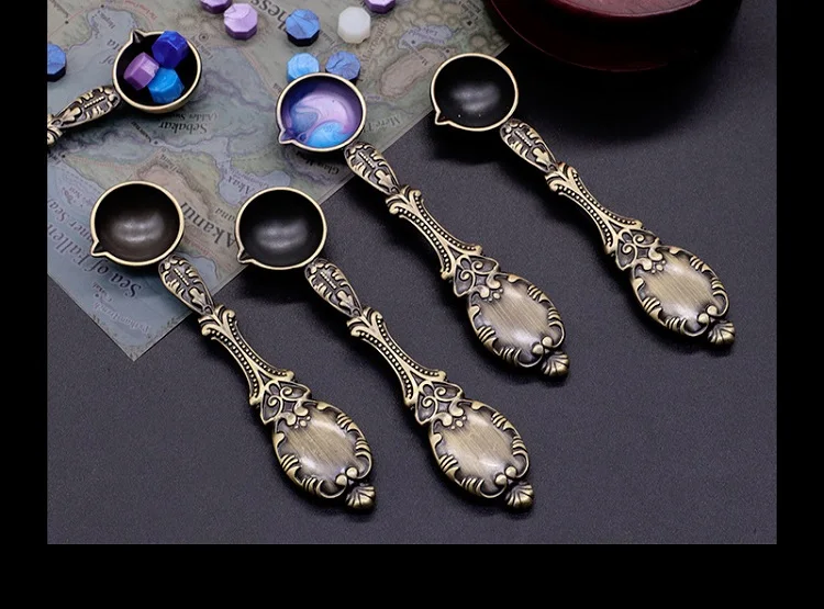 Bronze Spoon Vintage Craft Supplies Fire Paint Heating Decorative Tool Furnace Seal Wax Particle DIY Manual Scrapbooking SB009