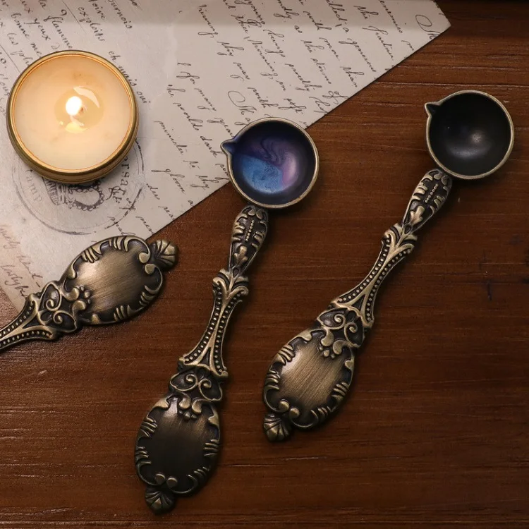 Bronze Spoon Vintage Craft Supplies Fire Paint Heating Decorative Tool Furnace Seal Wax Particle DIY Manual Scrapbooking SB009