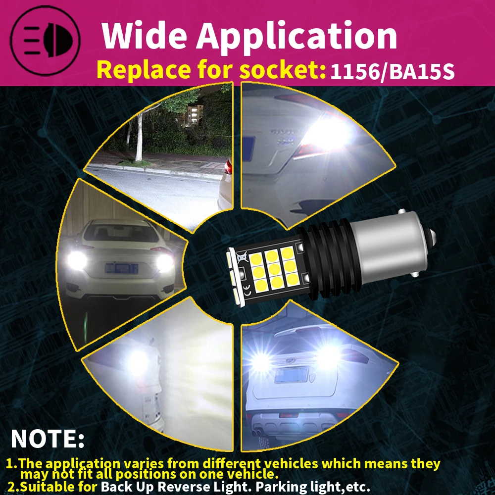 2pcs LED Backup Light Blub Reverse Lamp P21W 7506 BA15S Canbus For Volvo C30 C70 S40 S60 S70 S80 V40 V50 V60 V70 XC60 XC70 XC90