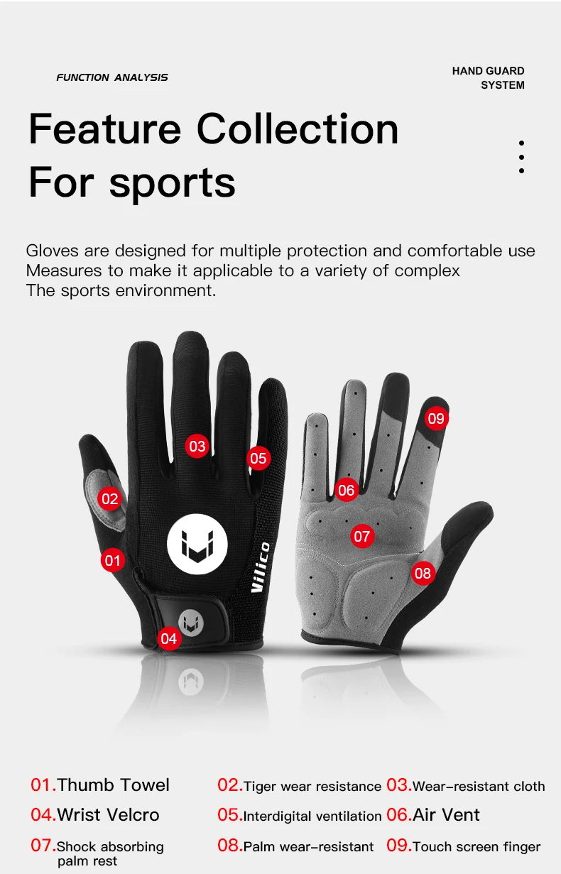 MTB Bike Sports Cycling Gloves Full Finger Men Women Running Fitness Gym Spring Summer Riding Motorcycle Gloves