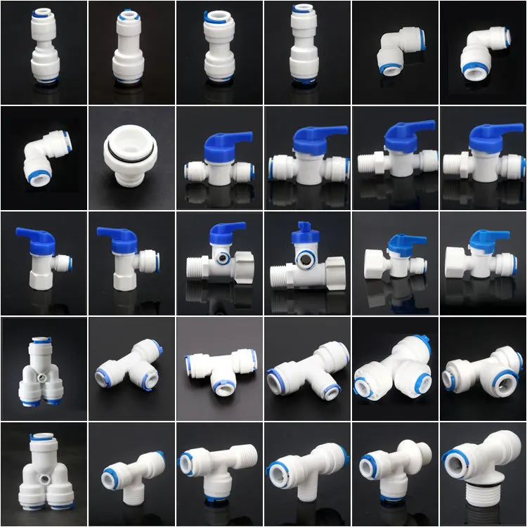 DZSGSP RO 1/4" 3/8" Male 1/2" Female Reveser Osmosis Aquarium Fitting Water Straight Plastic Ball Valve 1/4" 3/8" OD Hose Quick
