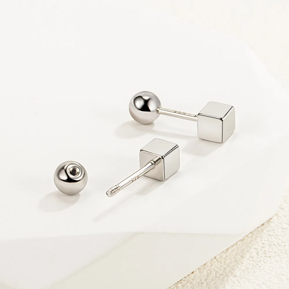 925 Sterling Silver Round Ball Star Cube Small Stud Earrings For Women Luxury Designer Jewelry High Quality GaaBou