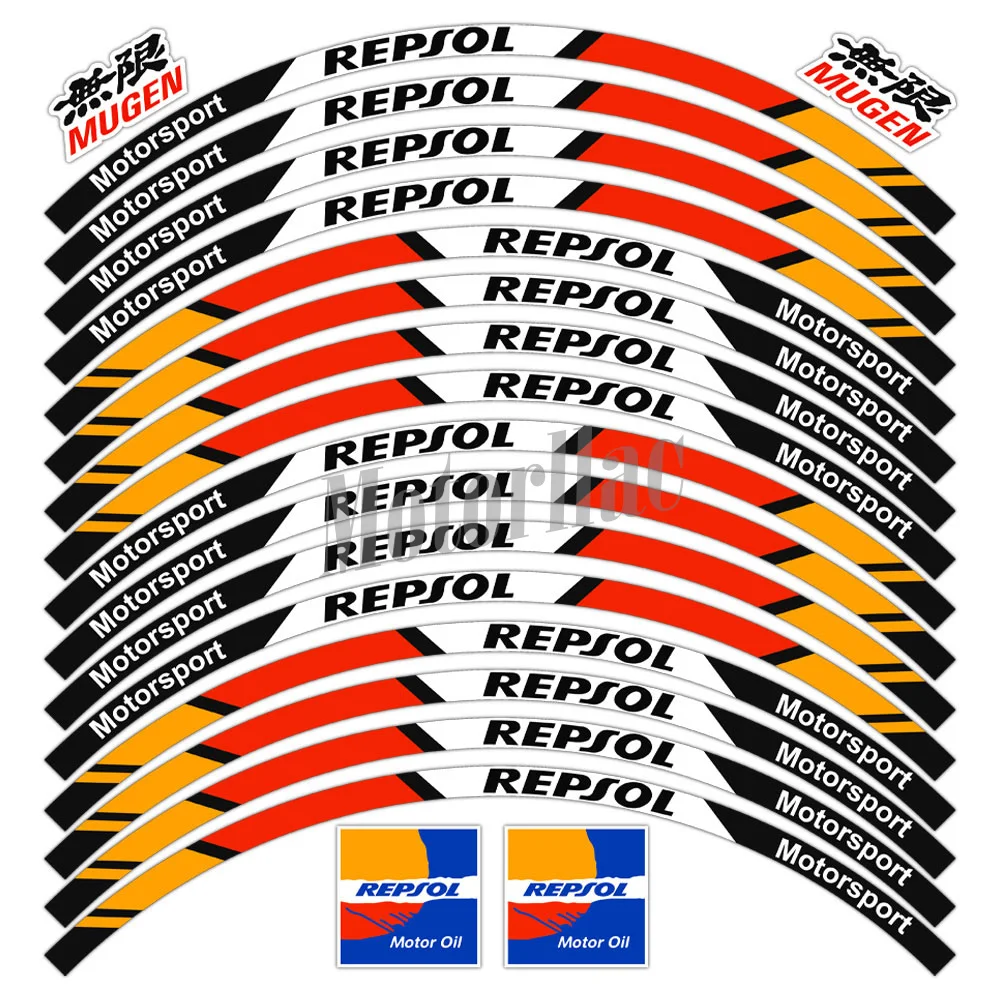 For Repsol CBR CBR650rr Reflective Motorcycle Wheel Sticker Rim Stripe Decal 17" Hub Tape Accessories Waterproof 2023